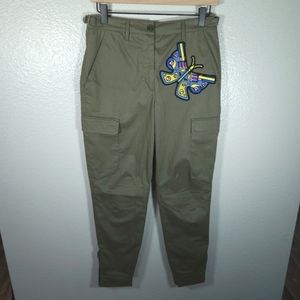 Jeremy Scott Butterfly Patch Crop Cargo Pants Size 4